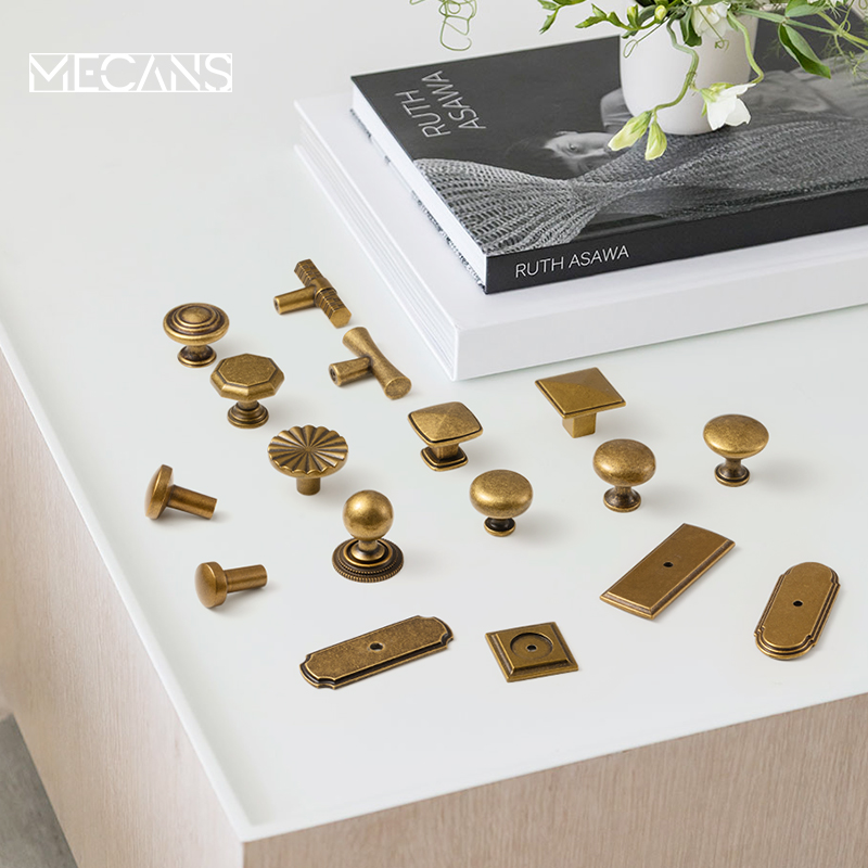 Furniture Hardware With Backplate - MECANS アンティーク真鍮キャビネットノブ バックプレート付き家具取手と Konbs レトロキャビネットハードウェア亜鉛合金キッチンノブ
