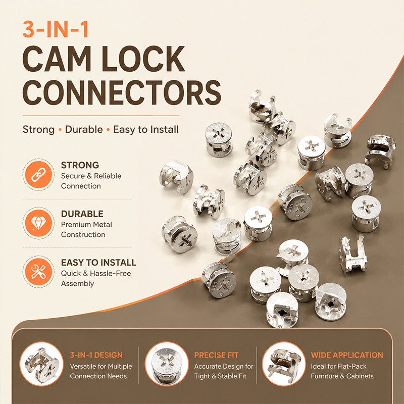 Furniture Knock Down Hardware - 3-in-1偏心ホイール接合金具ノックダウン組立コネクターネジセットDIY家具キャビネットワードローブハードウェア用
