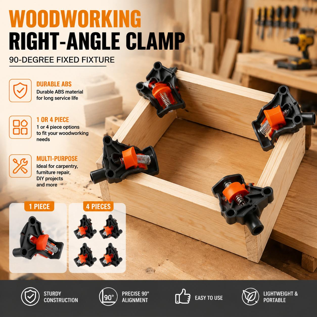 Furniture Joinery Hardware - プレミアム90度直角コーナークランプキット 木工、大工、DIY家具組み立て、キャビネット製作、フォトフレーム製作、木工接合、位置決めツール、頑丈な木工クランプ金具