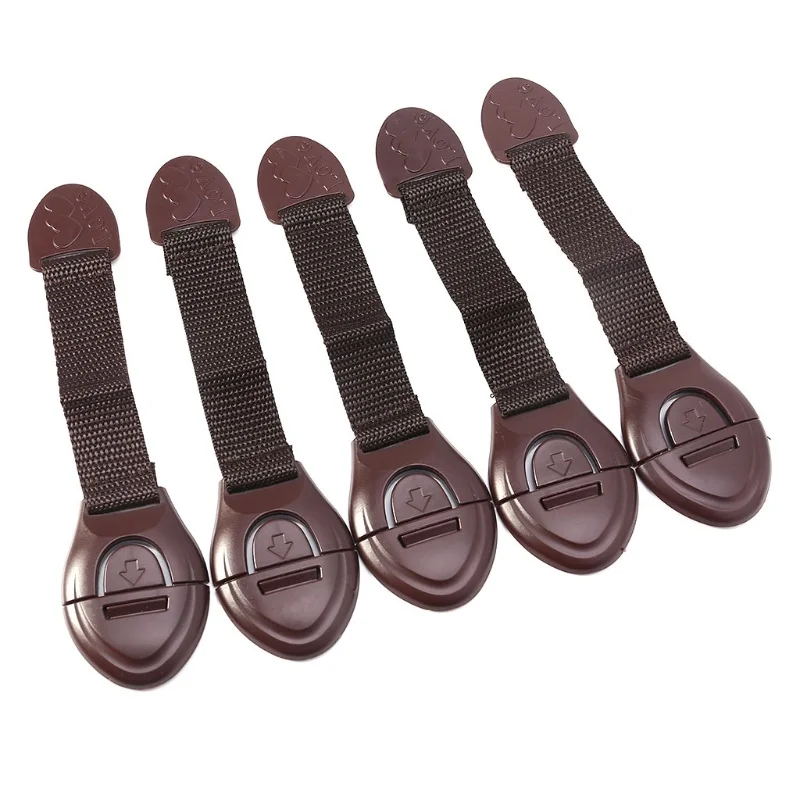 Furniture Hardware Tools - 5 ピース/ロットブラウンキャビネット安全ロックベビー家具ドア引き出しロック冷蔵庫安全ロックチャイルドプルーフ幼児プロテクター