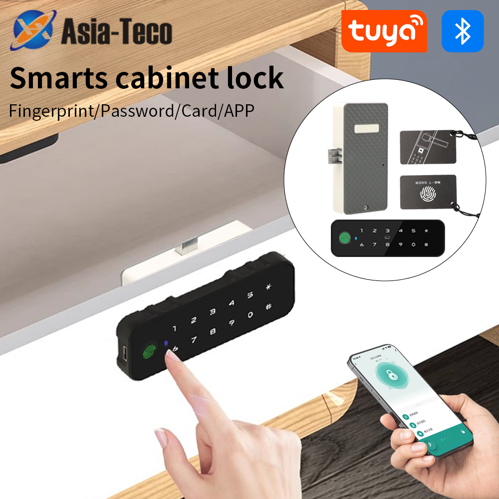 Furniture Hardware Tools - Tuya Bluetooth スマート木製キャビネット指紋ロックアプリリモコンモニターキーレスカードロック解除ドアロッカー家具引き出し