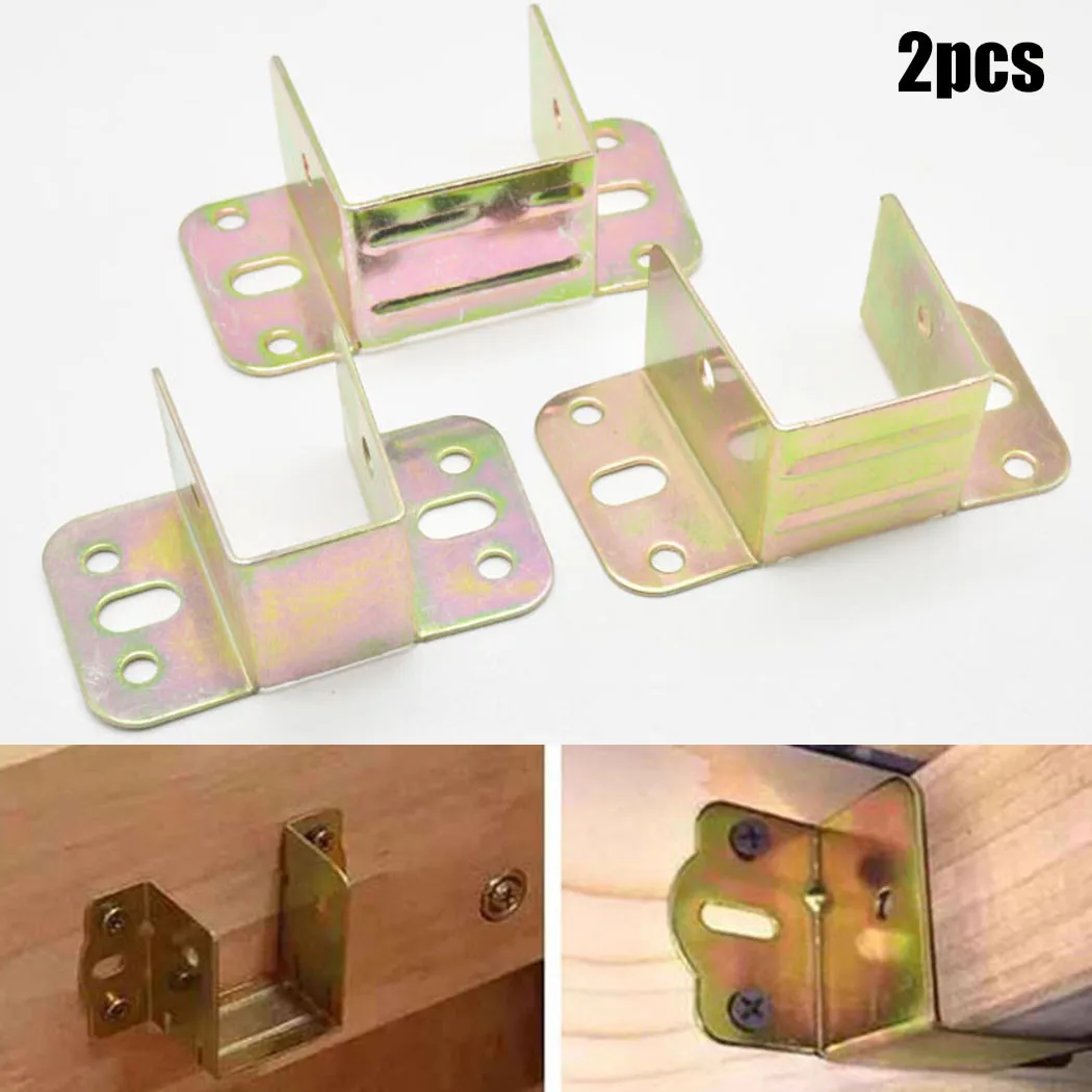 Furniture Joinery Hardware - U字型金属製ベッドブラケット、ヒンジ取り付けコネクタ、ハードウェアロック、固定接続、家具レールフックブラケット、2個