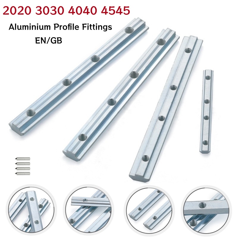 Joint Connector Bracket - VスロットTスロットジョイナー2020 3030 4040 4545ストレートジョイントインサイドコネクターアルミプロファイルフィッティングストリップ（ネジ付き）