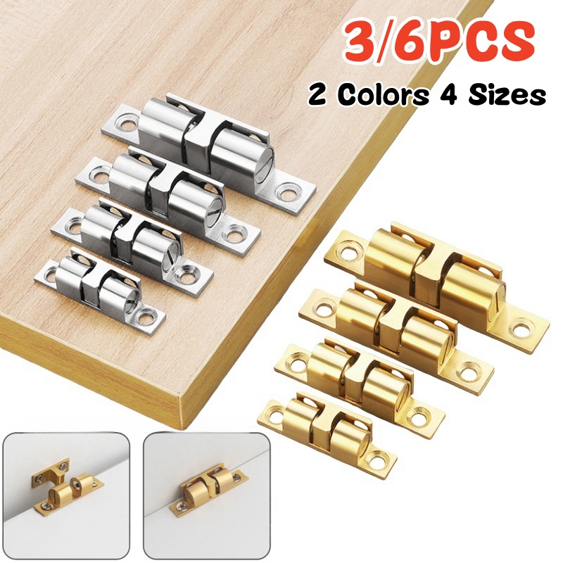 Furniture Hardware Brackets - 3/6 個キャビネットクローゼットドアボールキャッチ、真鍮ダブルローラースプリングボールキャッチラッチ、家具ドアロック、調整可能なテンションラッチ