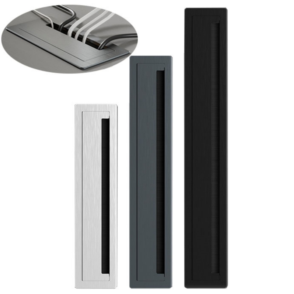 Furniture Hardware Outlet - 1PC アルミ合金長方形デスクケーブルグロメットワイヤー穴カバーケーブル出口ポート表面テーブルケーブル穴家具ハードウェア