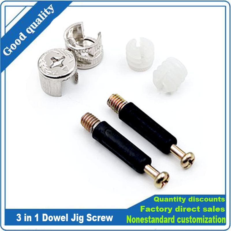 Cam Lock Nut - 3 in 1ダボジグネジ家具接続金具セット偏心ホイールナットカムロックナット、ワードローブ接合キャビネット木工用