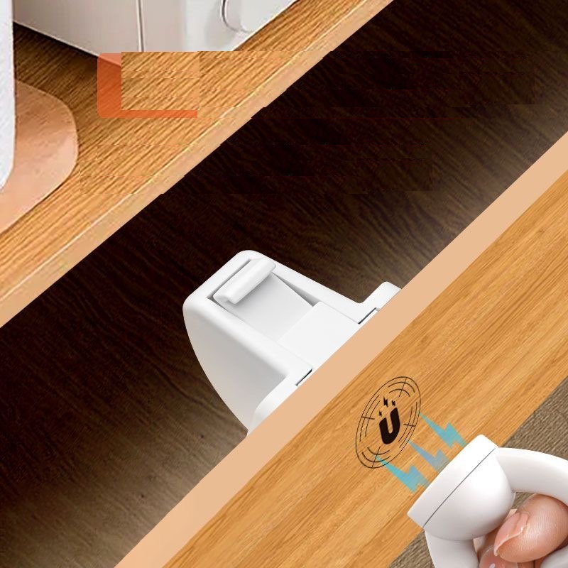 Furniture Joinery Hardware - 目に見えない磁気キャビネットロック子供用ベビー安全ロックアンチオープニング家具引き出しドアラッチ安全バックルハードウェアフィッティング