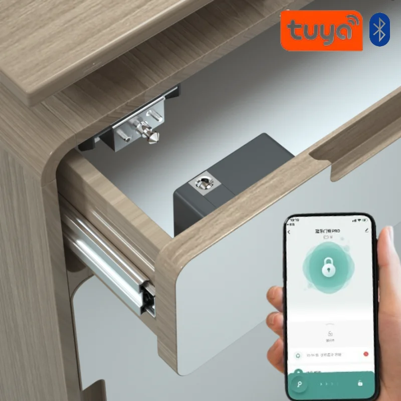 Furniture Hardware Brackets - Tuya スマートキャビネットドアロックキーレス不可視電子ロック IC カードアプリロック解除キャビネットロッカー家具引き出しスマートロック