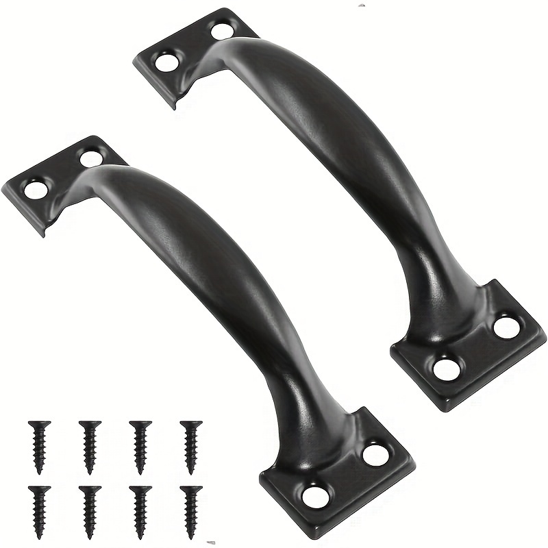 Furniture Hardware Tools - 2個入りDIY家具用鉄製ハンドル、ドア、ゲート、窓、引き戸、納屋のドア、ガレージ、小屋の取っ手用ネジ付き