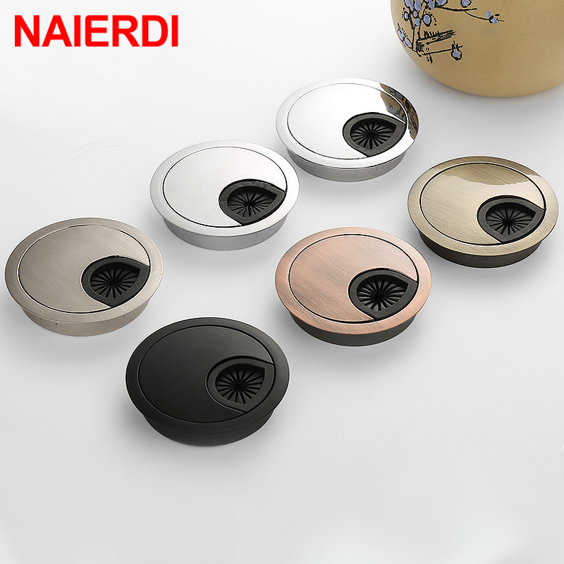 Furniture Hardware Outlet - NAIERDI 亜鉛合金デスクワイヤー穴カバーベースコンピュータグロメットテーブルケーブル出口ポート表面ラインボックス家具ハードウェア