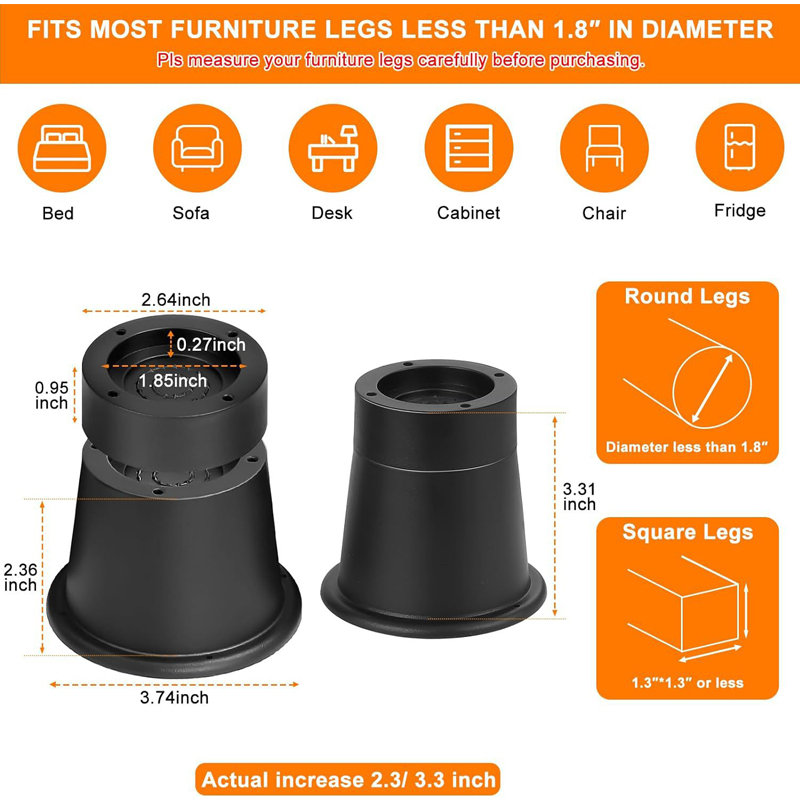 4個セット 頑丈な家具ライザー 丸型ゴム製ソファライザー 最 - Furniture Hardware Brackets のレビューと価格