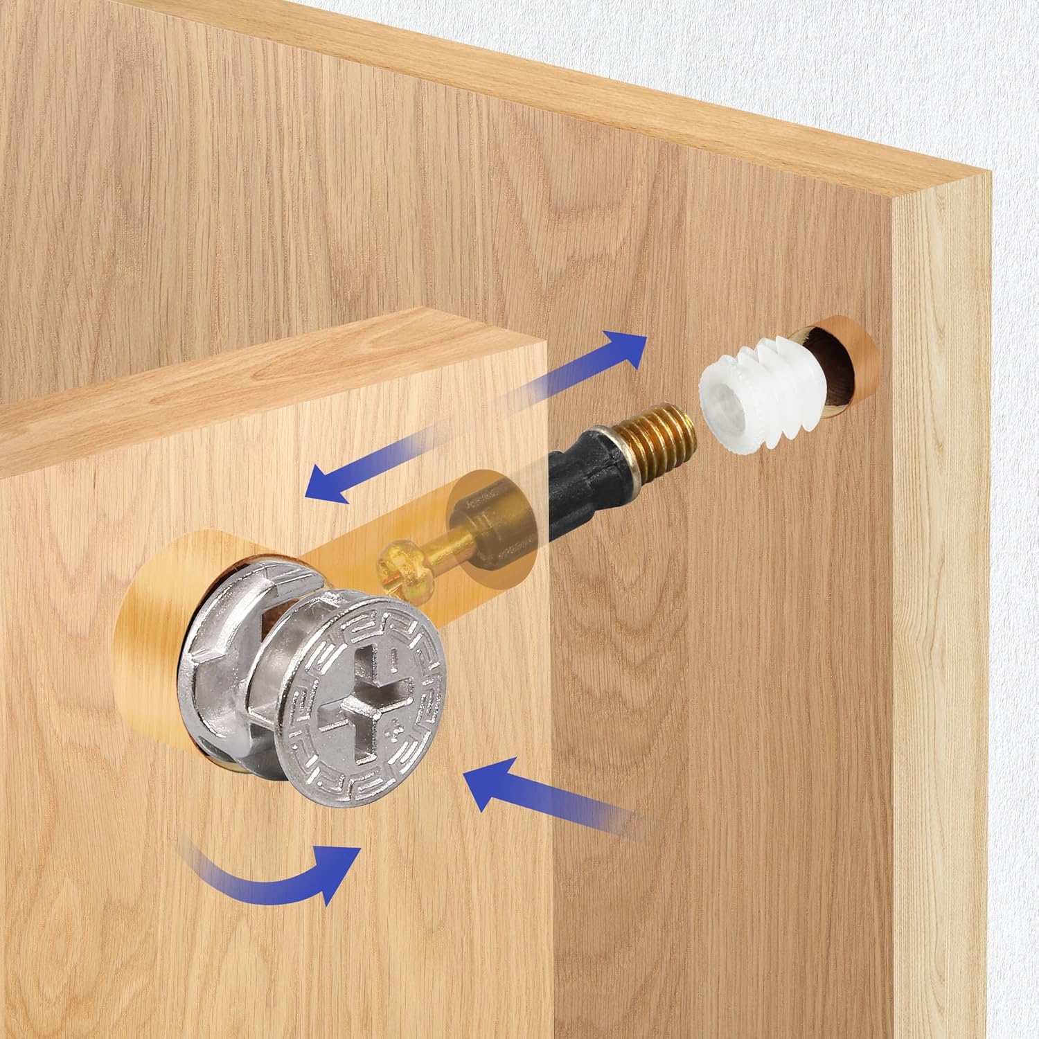 3 in 1家具接続ネジ、テーブル側プレインサートカムボルト - Cam Lock Nut のレビューと価格