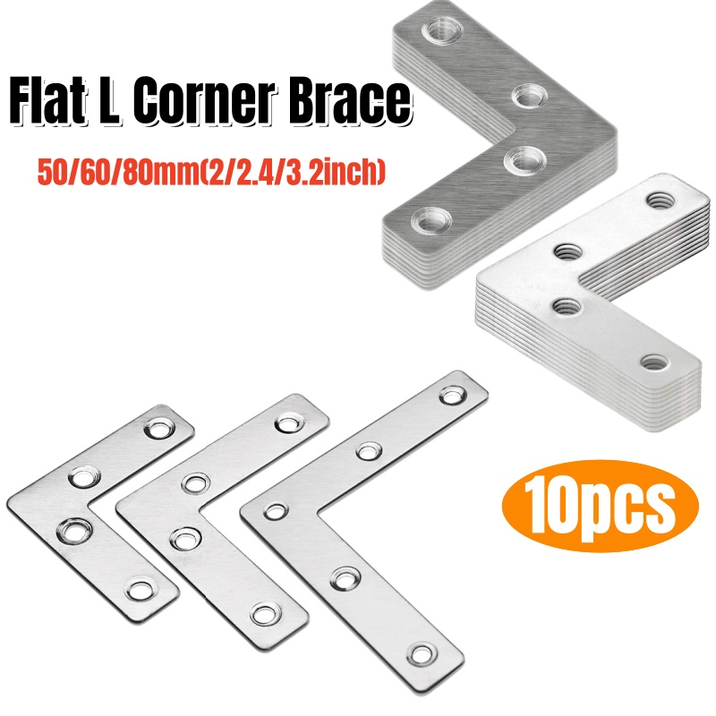 10個入りL字型フラットアングルコーナーブレースチェアキャビ - Joint Connector Bracket のレビューと価格