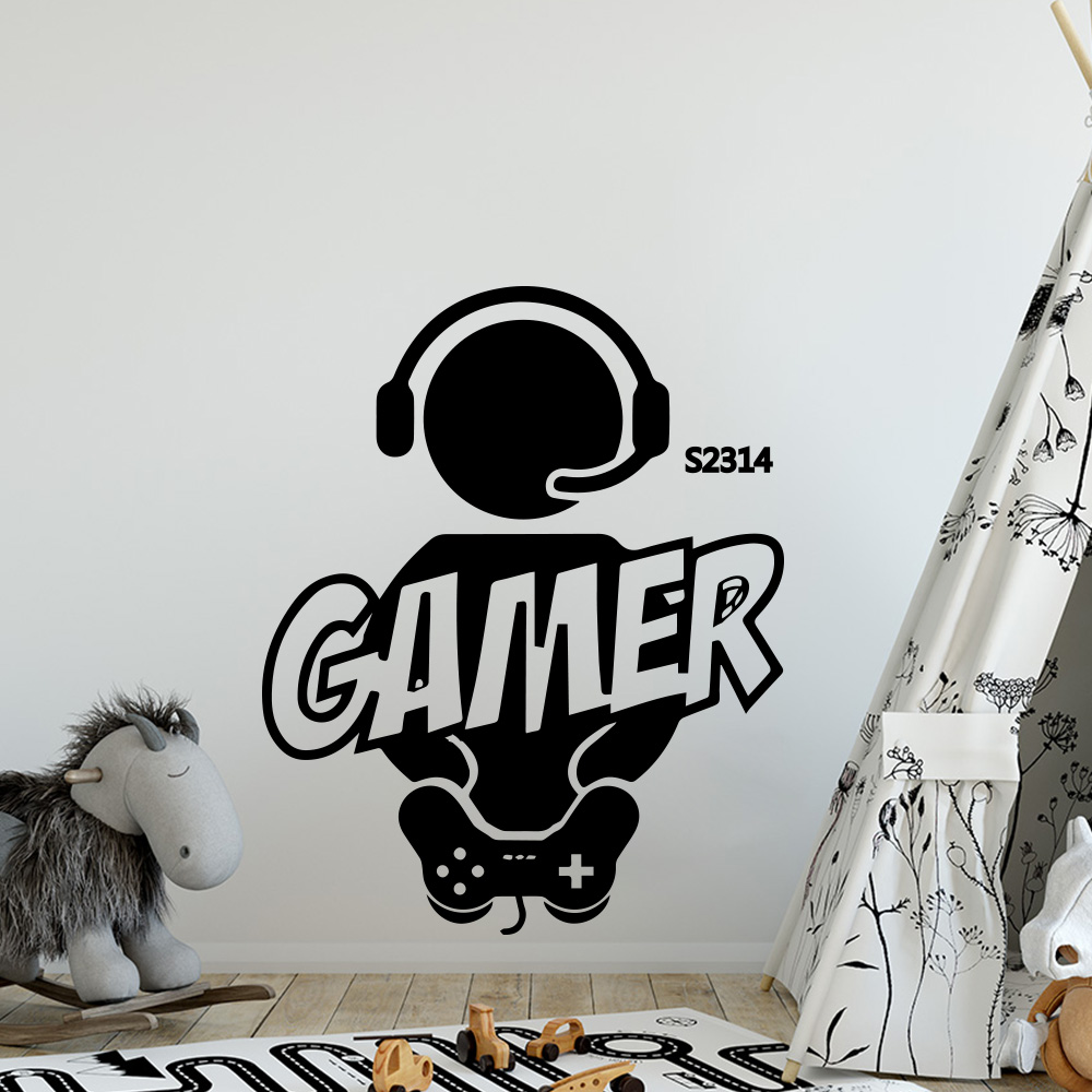 1pc ゲーマー壁アートデカールキッズルームの装飾ゲームハン - Furniture Hardware Pulls のレビューと価格