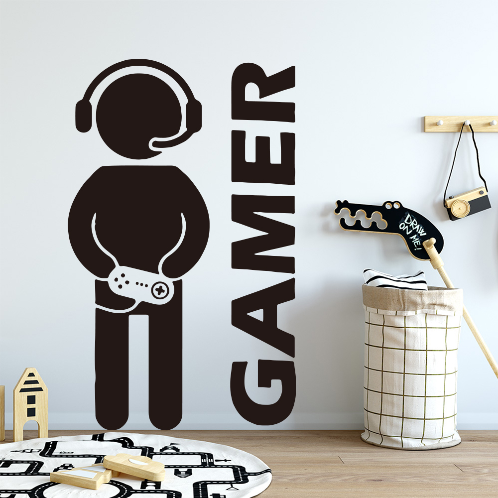 1pc ゲーマー壁アートデカールキッズルームの装飾ゲームハン - Furniture Hardware Pulls のレビューと価格